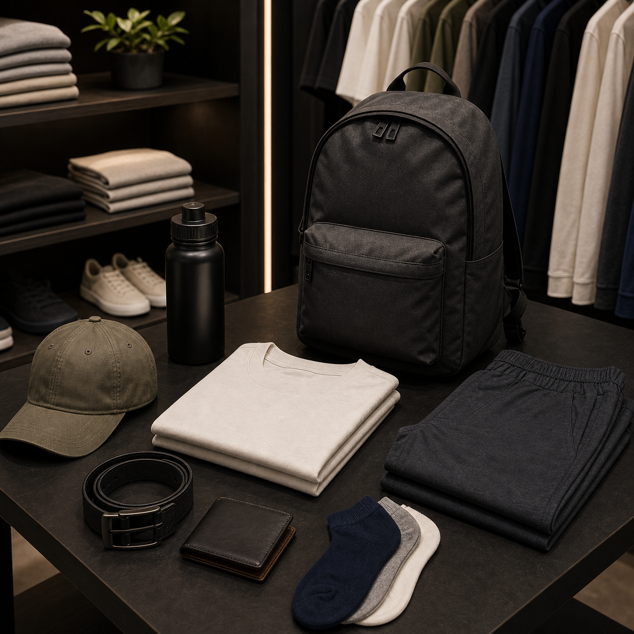 Backpack, cap, and daily carry accessories